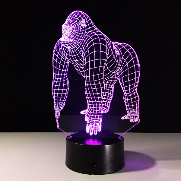 3D Illusion LED Gorilla Lamp With 7 Switchable Colors