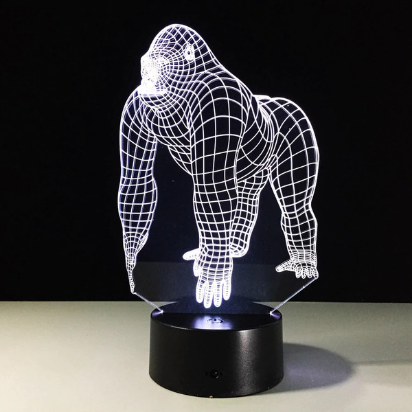 3D Illusion LED Gorilla Lamp With 7 Switchable Colors