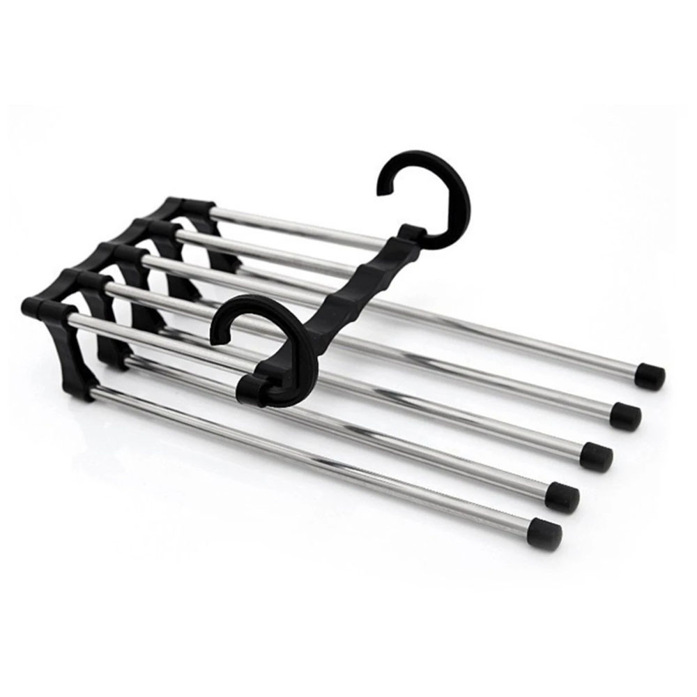5-In-1 Stainless Steel Multi-Functional Pants Rack Hanger Black