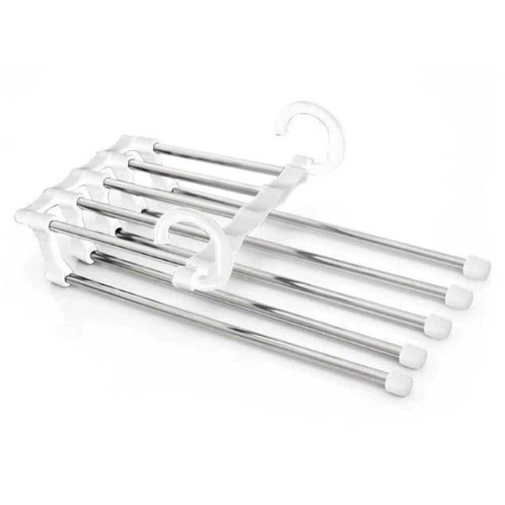 5-In-1 Stainless Steel Multi-Functional Pants Rack Hanger White