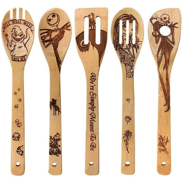 5 Piece Halloween Wooden Spoon Set