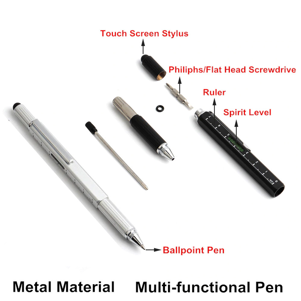 6 In 1 MultiFunctional Stylus Metal Ruler Pen With Level Screwdriver 4