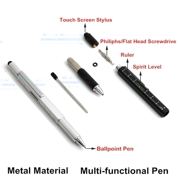 6 In 1 Multi-Functional Stylus Metal Ruler Pen with Level & | Inspire ...