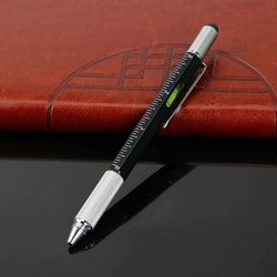 6 in 1 multi-functional stylus metal ruler pen with level & screwdriver