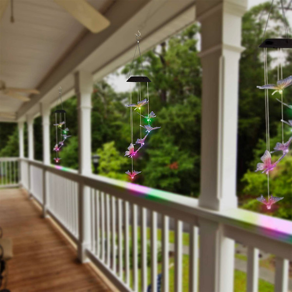 Color-Changing LED Solar Butterfly Outdoor Wind Chimes