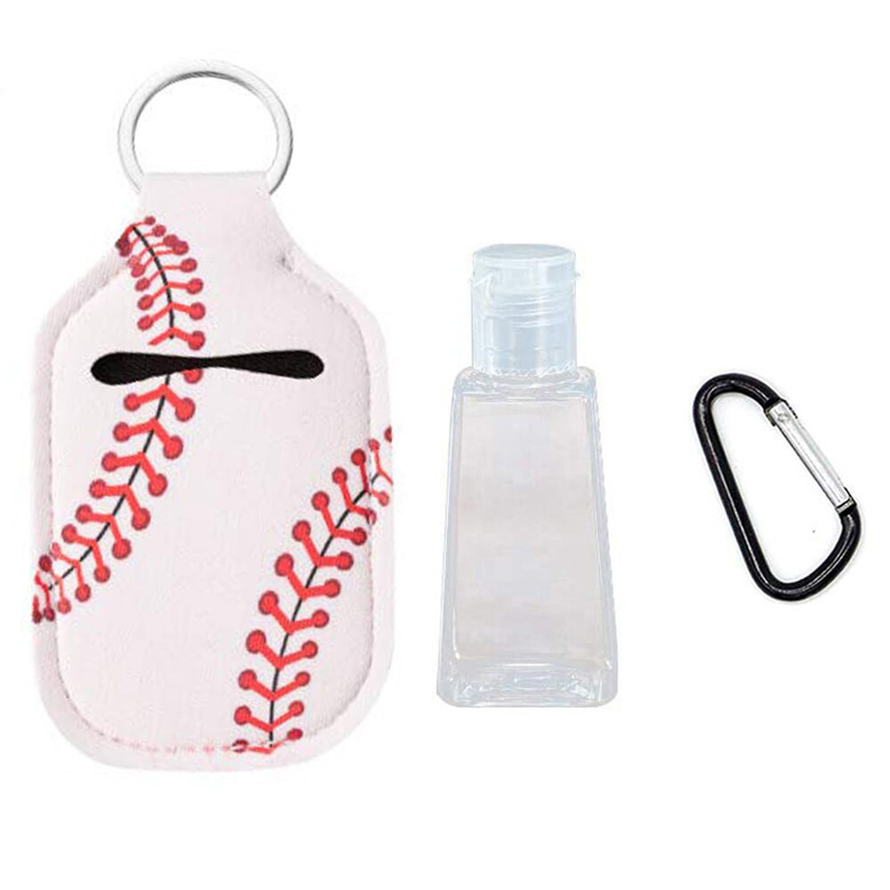 Durable hand sanitizer keychain holder with bottle pouch
