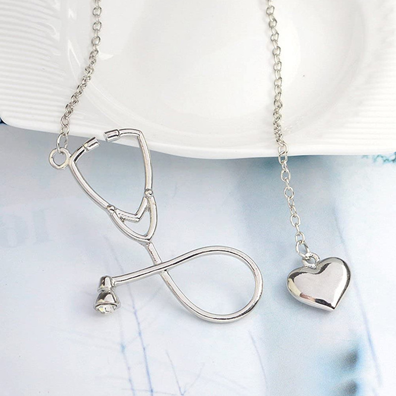 Heart Stethoscope Necklace silver