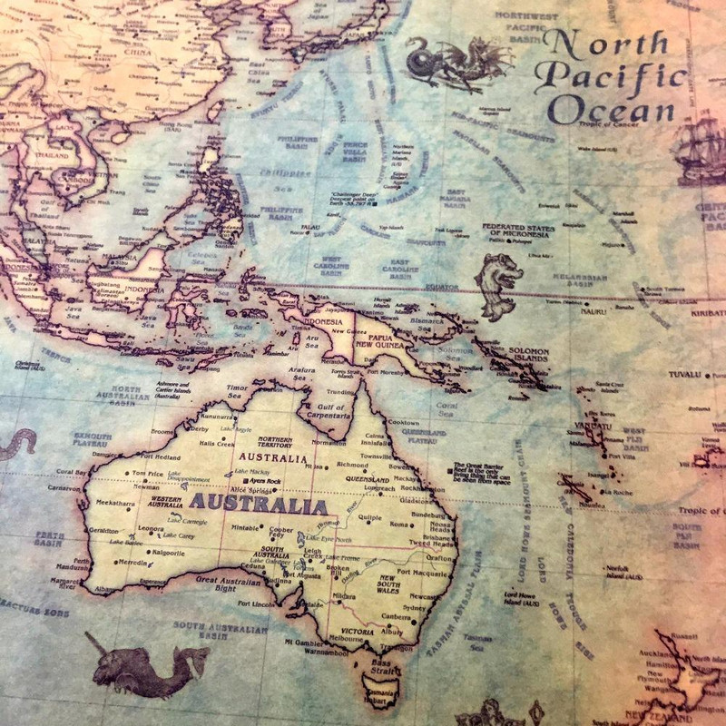Vintage Nautical World Map Poster 2