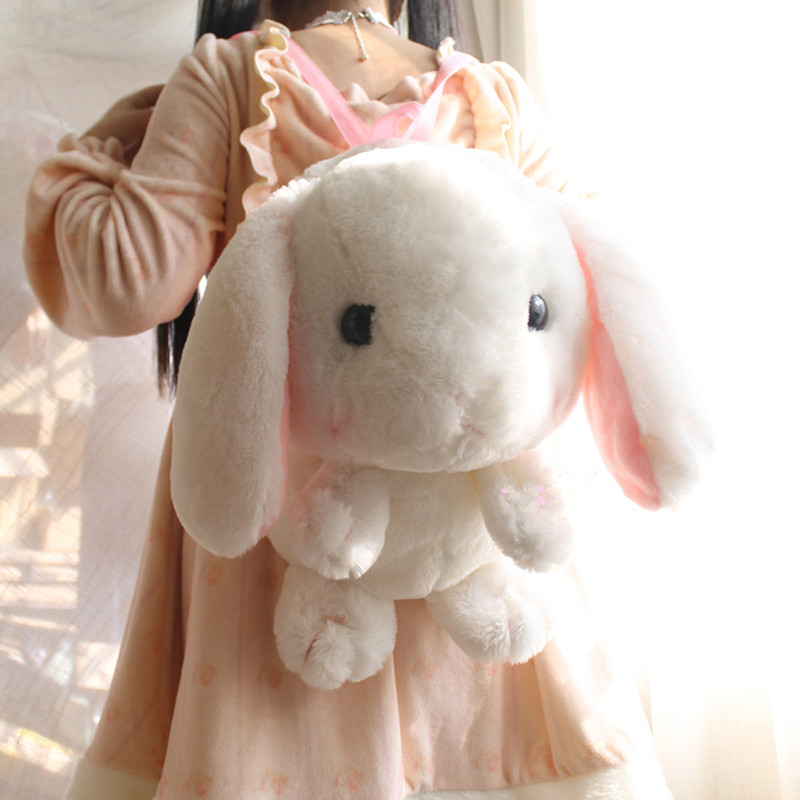 Plush Bunny Backpack white