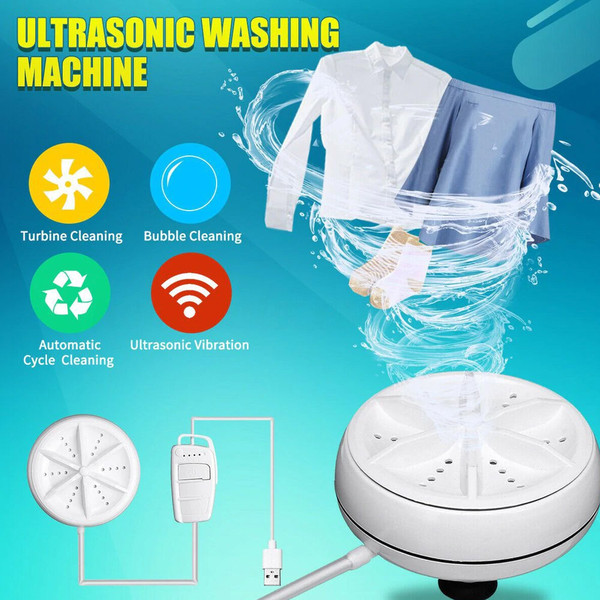 Portable Mini Ultrasonic Turbine Washing Machine
