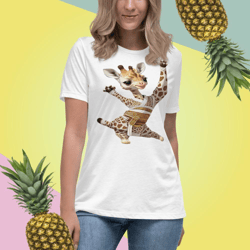giraffe beautiful giraffe dancing women's relaxed t-shirt