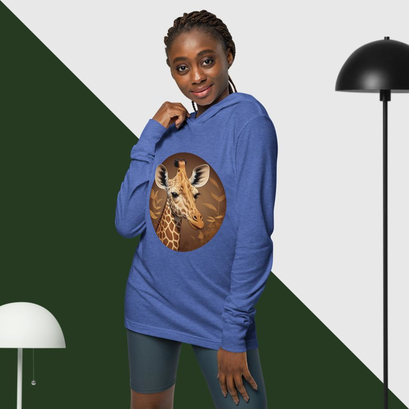 round logo giraffe bundle, giraffe vector giraffe retro Hooded long-sleeve tee