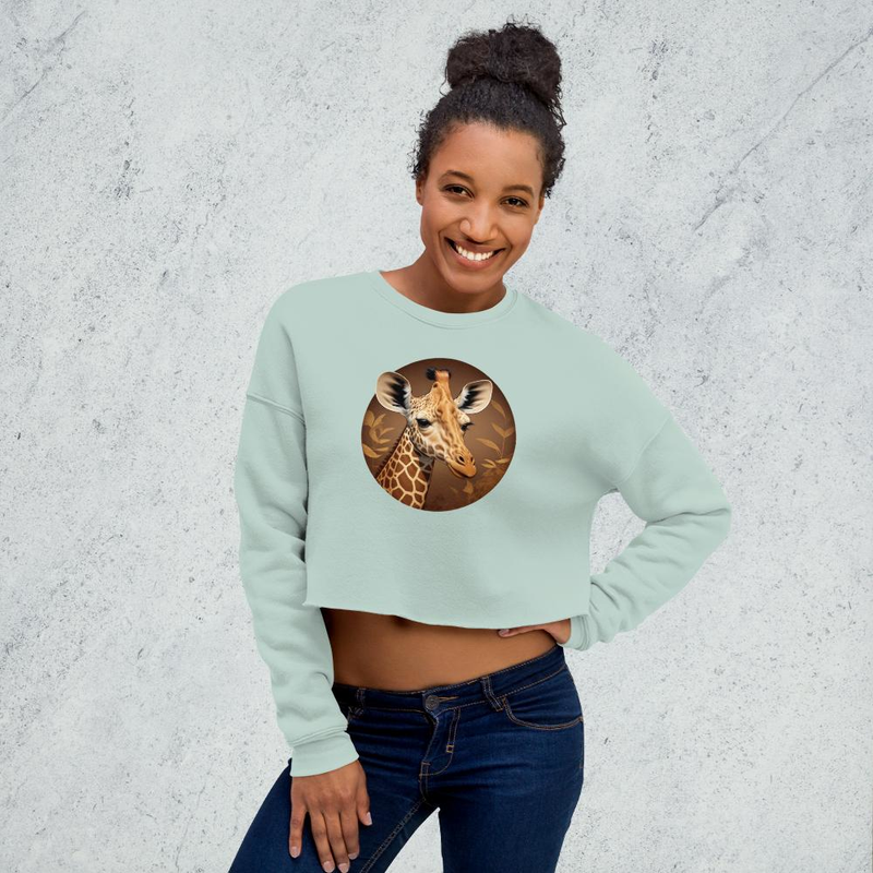 round logo giraffe bundle, giraffe vector, giraffe retro Crop Sweatshirt