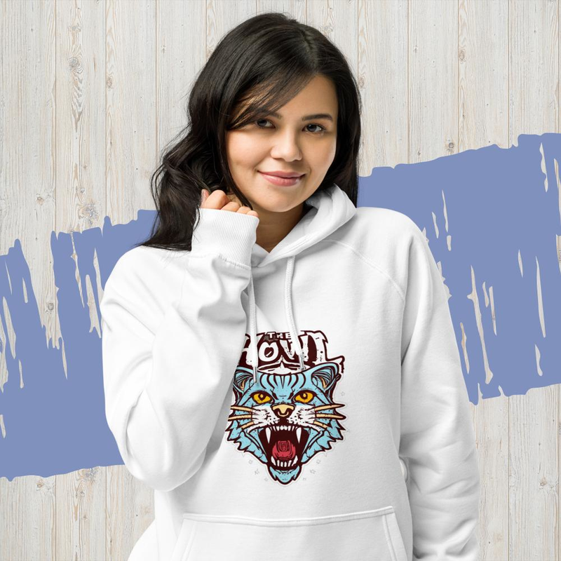 The Howl Cat is howl tigers is howl animal howl retro vector howlUnisex eco raglan hoodie