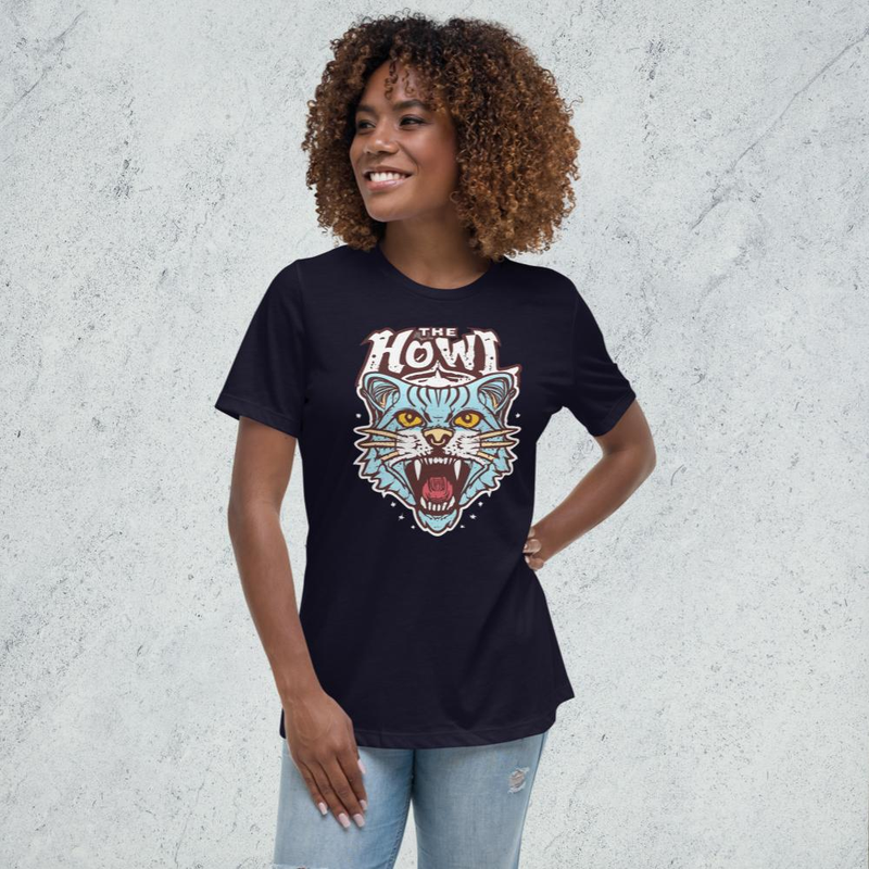 The Howl Cat is howl tigers is howl animal howl retro vector howl Women's Relaxed T-Shirt