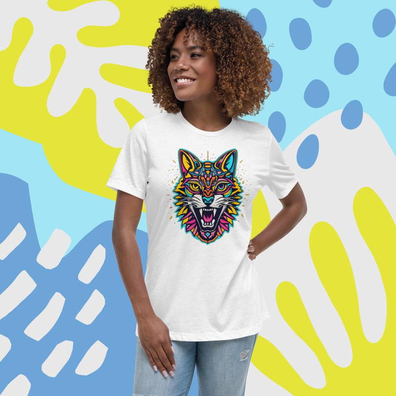 The Howl Cat is howl tigers is howl animal howl retro vector howl pets Women's Relaxed T-Shirt