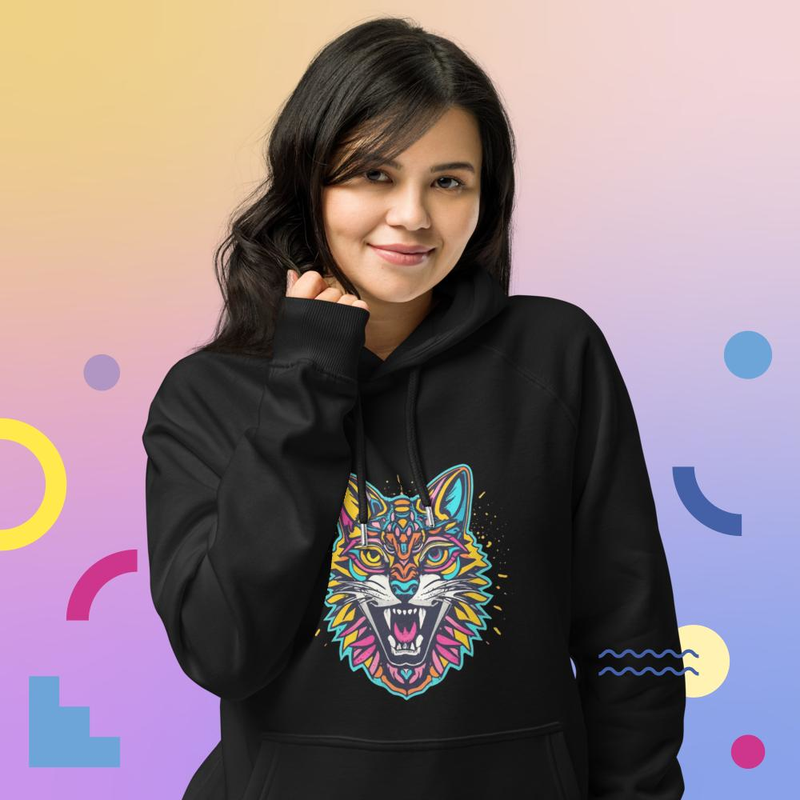 The Howl Cat is howl tigers is howl animal howl retro vector howl pets Unisex eco raglan hoodie
