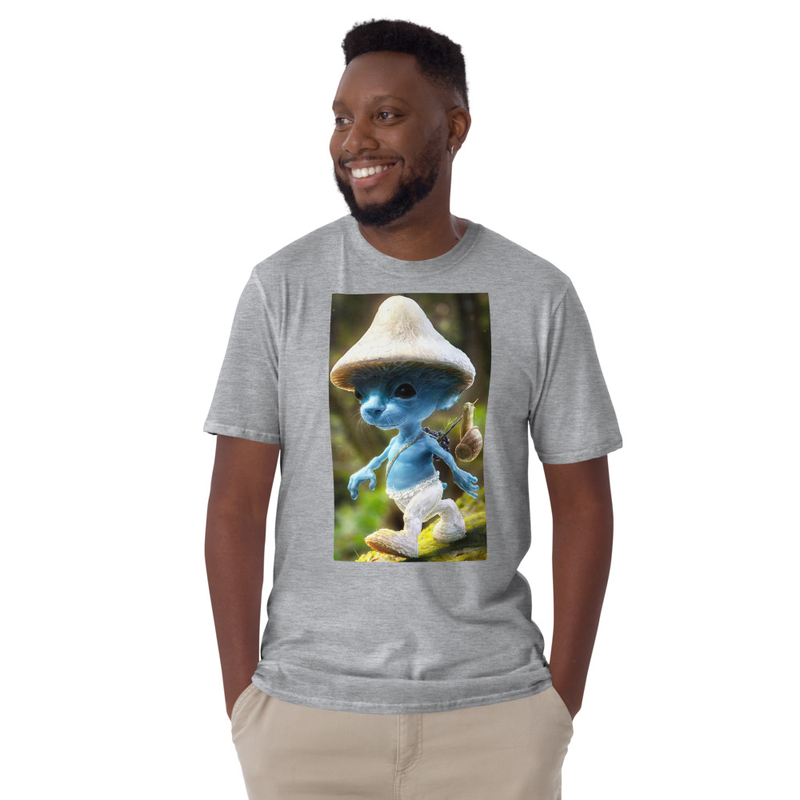 Blue Smurf Cat Meme Shirt Smurf Sighting Funny Mushroom Cat Short-Sleeve Unisex T-Shirt