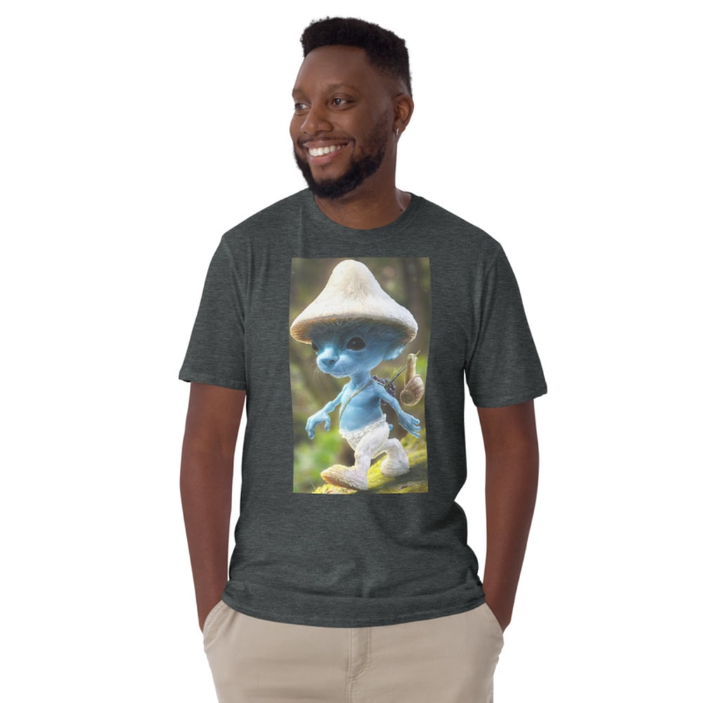 Blue Smurf Cat Meme Shirt Smurf Sighting Funny Mushroom Cat Short-Sleeve Unisex T-Shirt