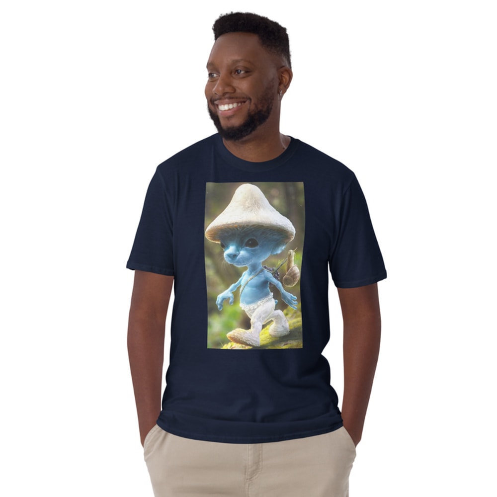 Blue Smurf Cat Meme Shirt Smurf Sighting Funny Mushroom Cat Short-Sleeve Unisex T-Shirt