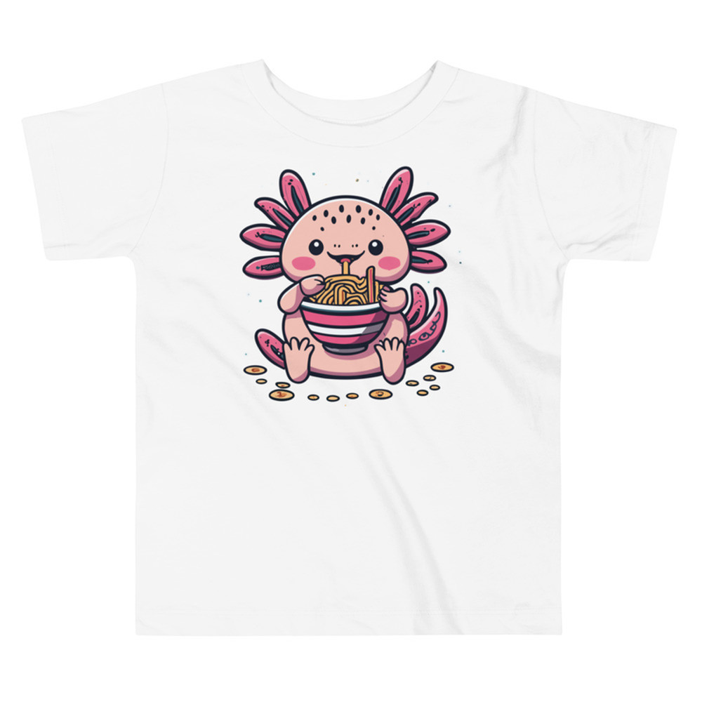 KAWAII AXOLOTL EATING RAMEN ANIME Toddler Short Sleeve Tee