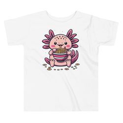 kawaii axolotl eating ramen anime toddler short sleeve tee