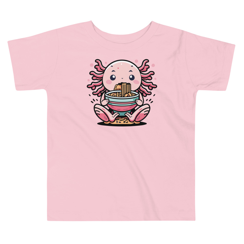 KAWAII AXOLOTL EATING RAMEN ANIME Toddler Short Sleeve Tee 2