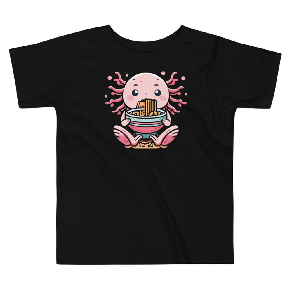 KAWAII AXOLOTL EATING RAMEN ANIME Toddler Short Sleeve Tee 2