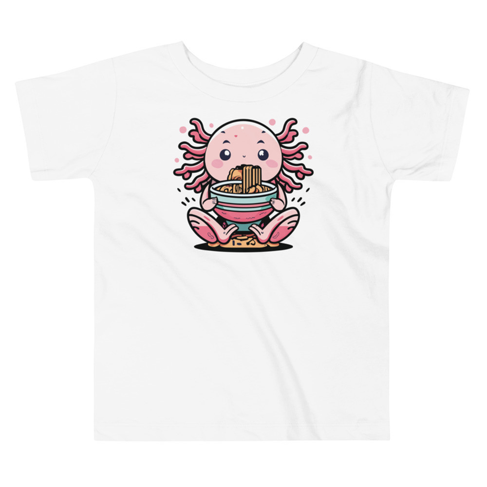 KAWAII AXOLOTL EATING RAMEN ANIME Toddler Short Sleeve Tee 2