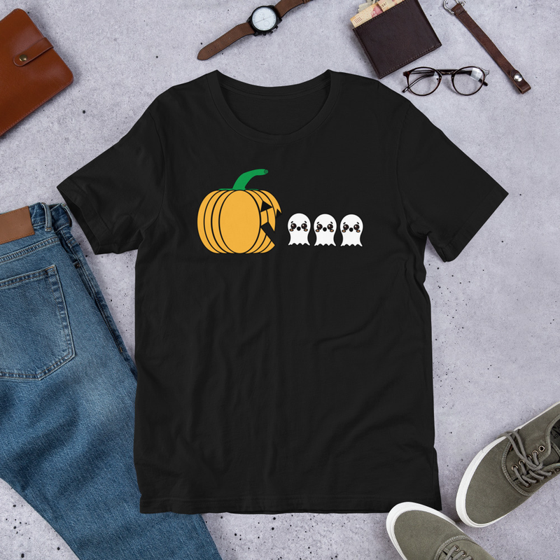 Halloween Pumpkin Eating Ghost, Gamer Gaming Unisex t-shirt