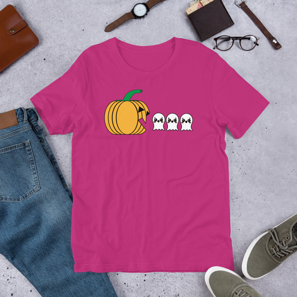 Halloween Pumpkin Eating Ghost, Gamer Gaming Unisex t-shirt