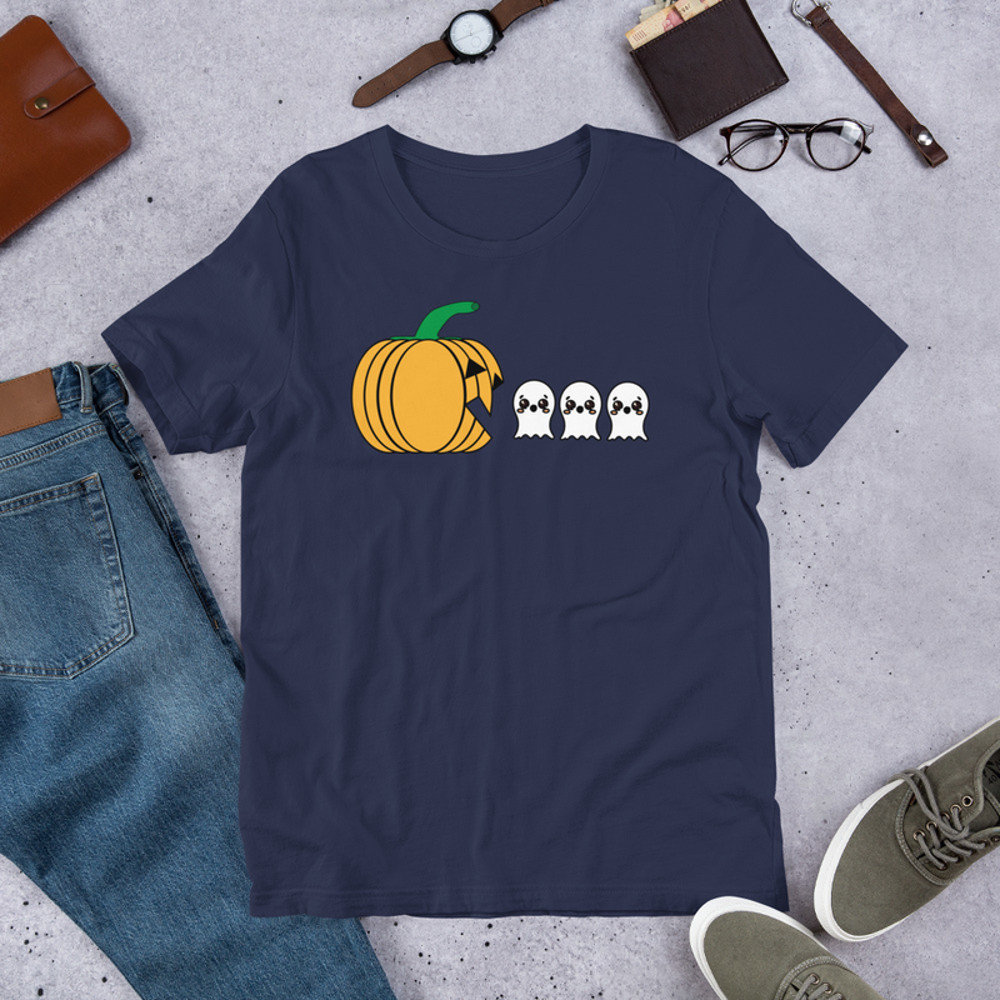 Halloween Pumpkin Eating Ghost, Gamer Gaming Unisex t-shirt