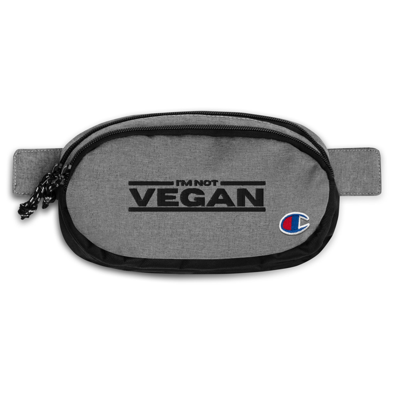 'I'm NOT Vegan' Embroidered Granite Gray Fanny Pack by Champion