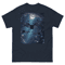 Mens Classic Tee Cute Black Bats Flying in Sparkles Forest Ocean Art T-shirt