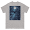 Mens Classic Tee Cute Black Bats Flying in Sparkles Forest Ocean Art T-shirt