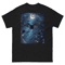Mens Classic Tee Cute Black Bats Flying in Sparkles Forest Ocean Art T-shirt