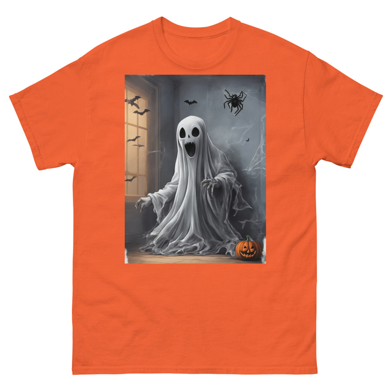 Mens Classic Tee Ghost Fear Spider on Wall Art T-shirt Halloween Clothes Gift