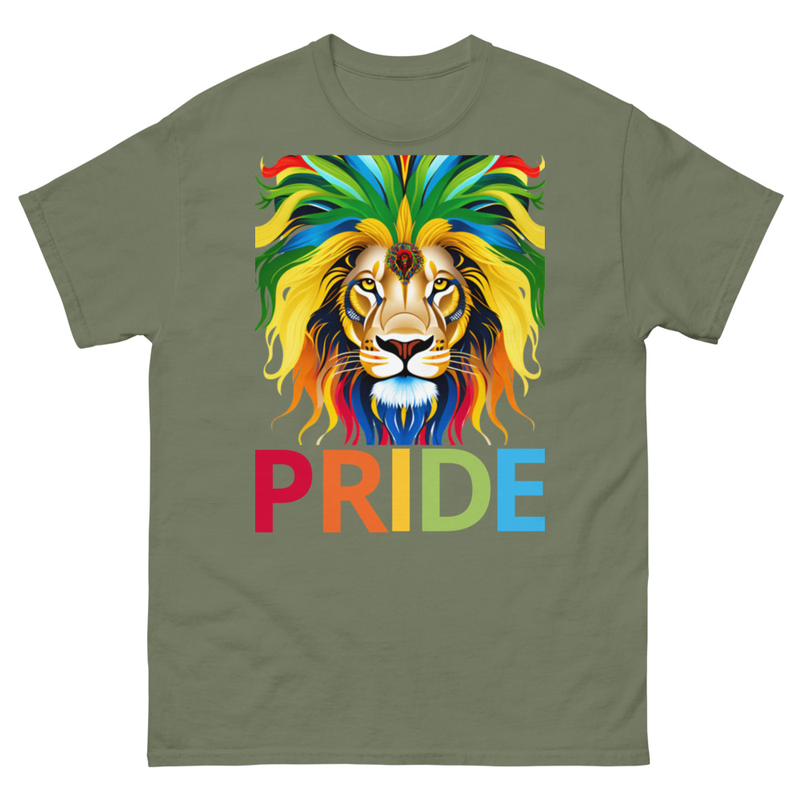 Mens Classic Tee Rasta Lion Jamaican Pride Colorful Animal Art T-shirt Clothes