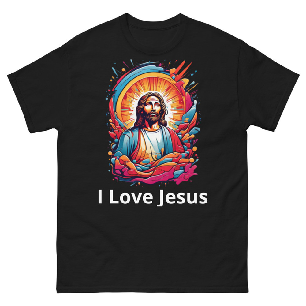 Mens Classic Tee Resurrection of Jesus Religious Colorful Art T-shirt Clothes
