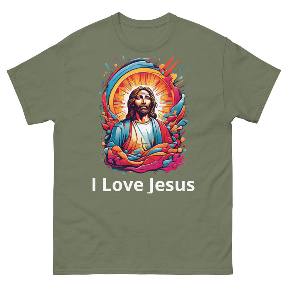 Mens Classic Tee Resurrection of Jesus Religious Colorful Art T-shirt Clothes