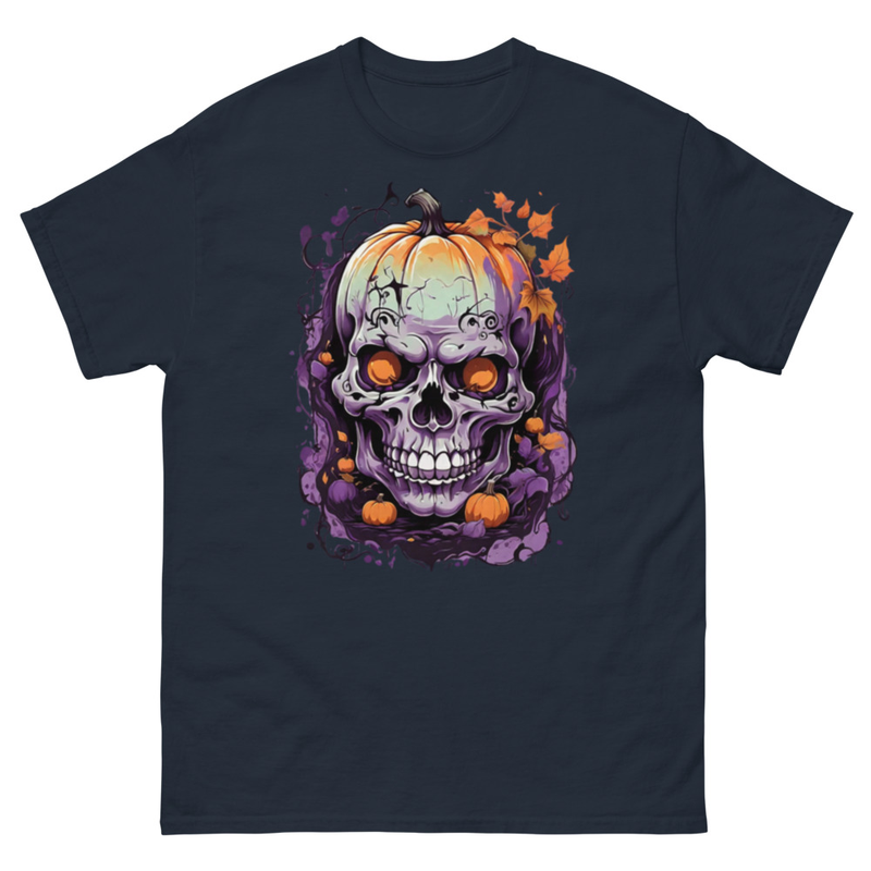 Mens Classic Tee Pumpkin Magic Face Evil Skull Art T-shirt Halloween Clothes