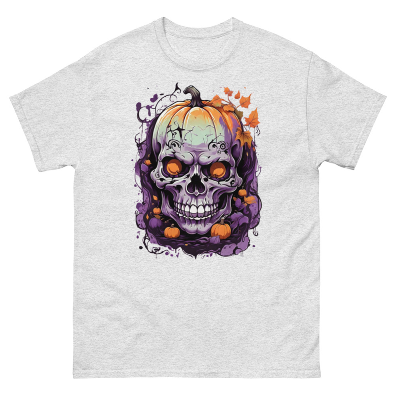 Mens Classic Tee Pumpkin Magic Face Evil Skull Art T-shirt Halloween Clothes