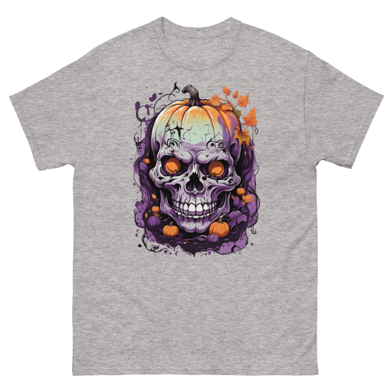 Mens Classic Tee Pumpkin Magic Face Evil Skull Art T-shirt Halloween Clothes