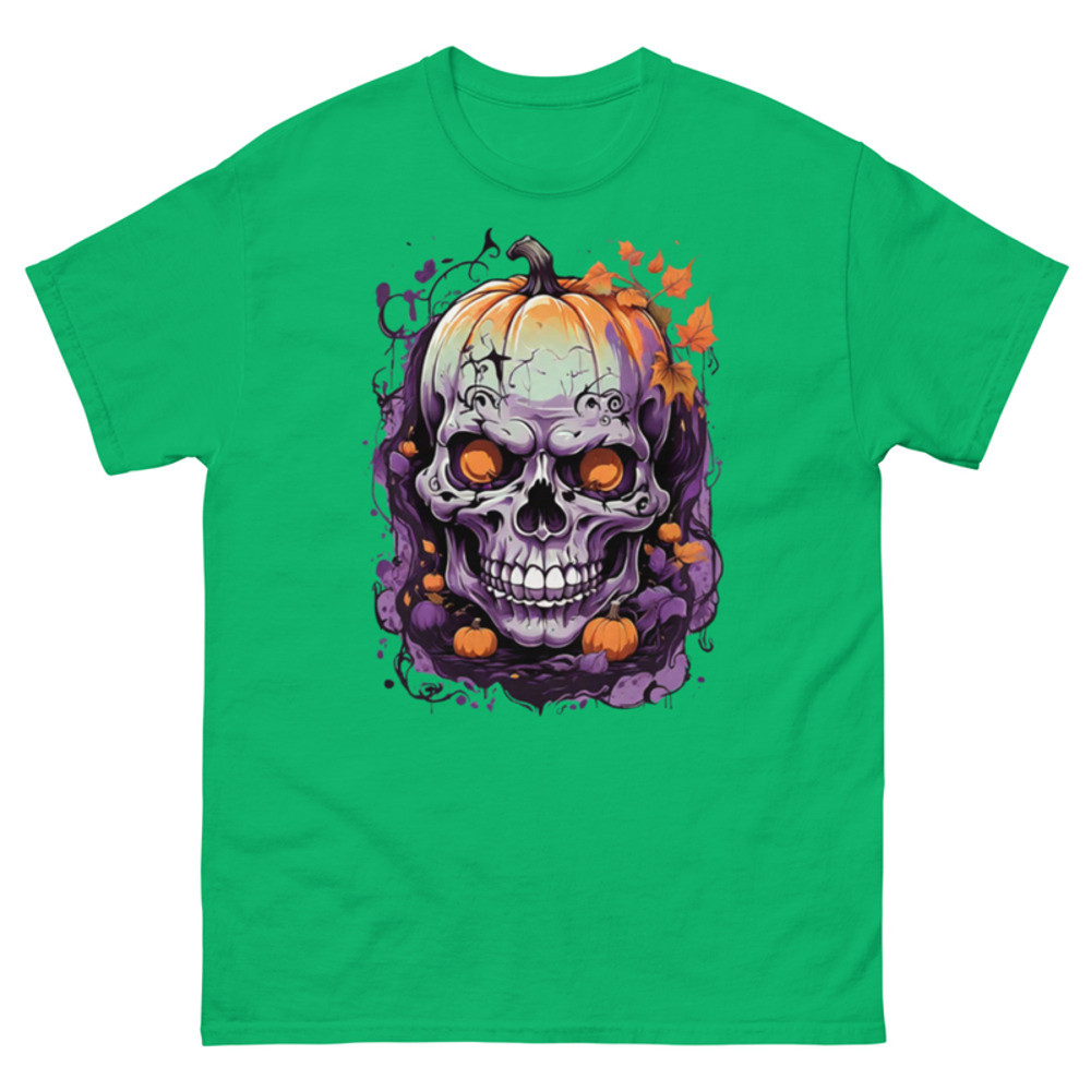 Mens Classic Tee Pumpkin Magic Face Evil Skull Art T-shirt Halloween Clothes