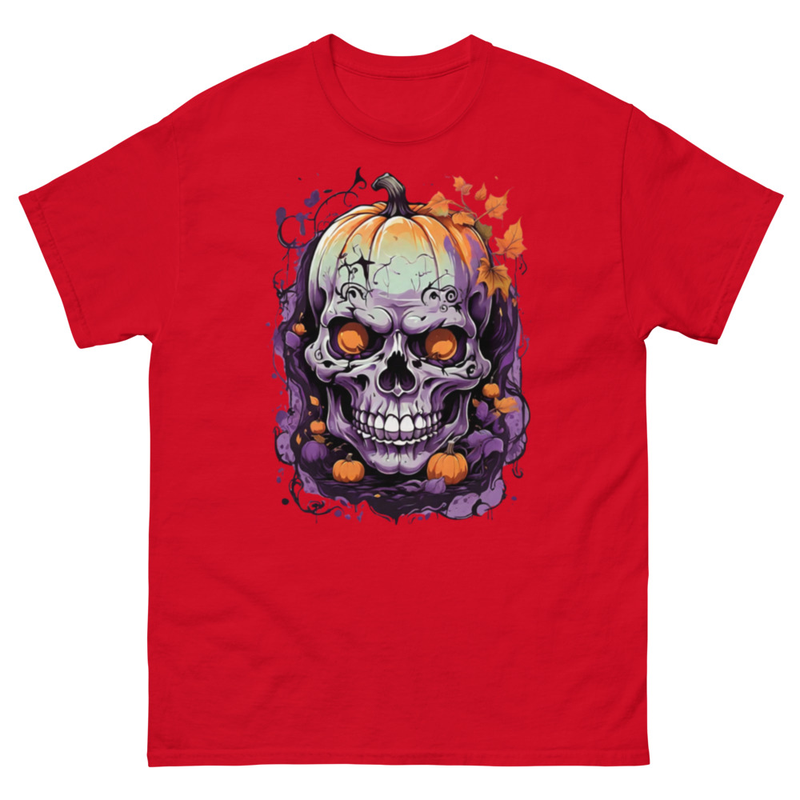 Mens Classic Tee Pumpkin Magic Face Evil Skull Art T-shirt Halloween Clothes
