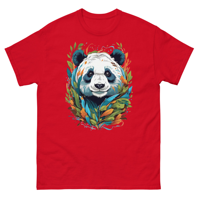 Mens Classic Tee Panda Head in Colorful Branch T-shirt Art Clothes Gift