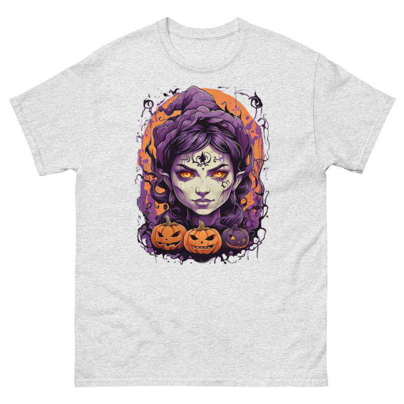 Mens Classic Tee Witch Face Evil Inside Pumpkin T-shirt Halloween Art Clothes