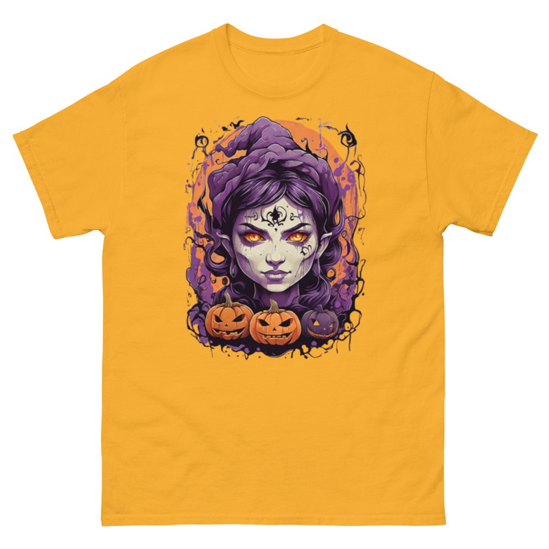 Mens Classic Tee Witch Face Evil Inside Pumpkin T-shirt Halloween Art Clothes
