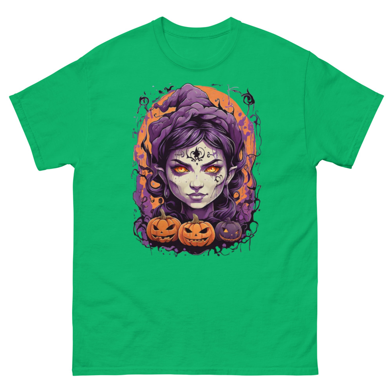 Mens Classic Tee Witch Face Evil Inside Pumpkin T-shirt Halloween Art Clothes