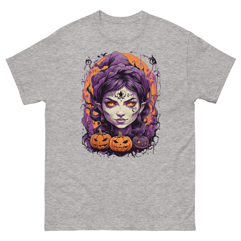 Mens Classic Tee Witch Face Evil Inside Pumpkin T-shirt Halloween Art Clothes